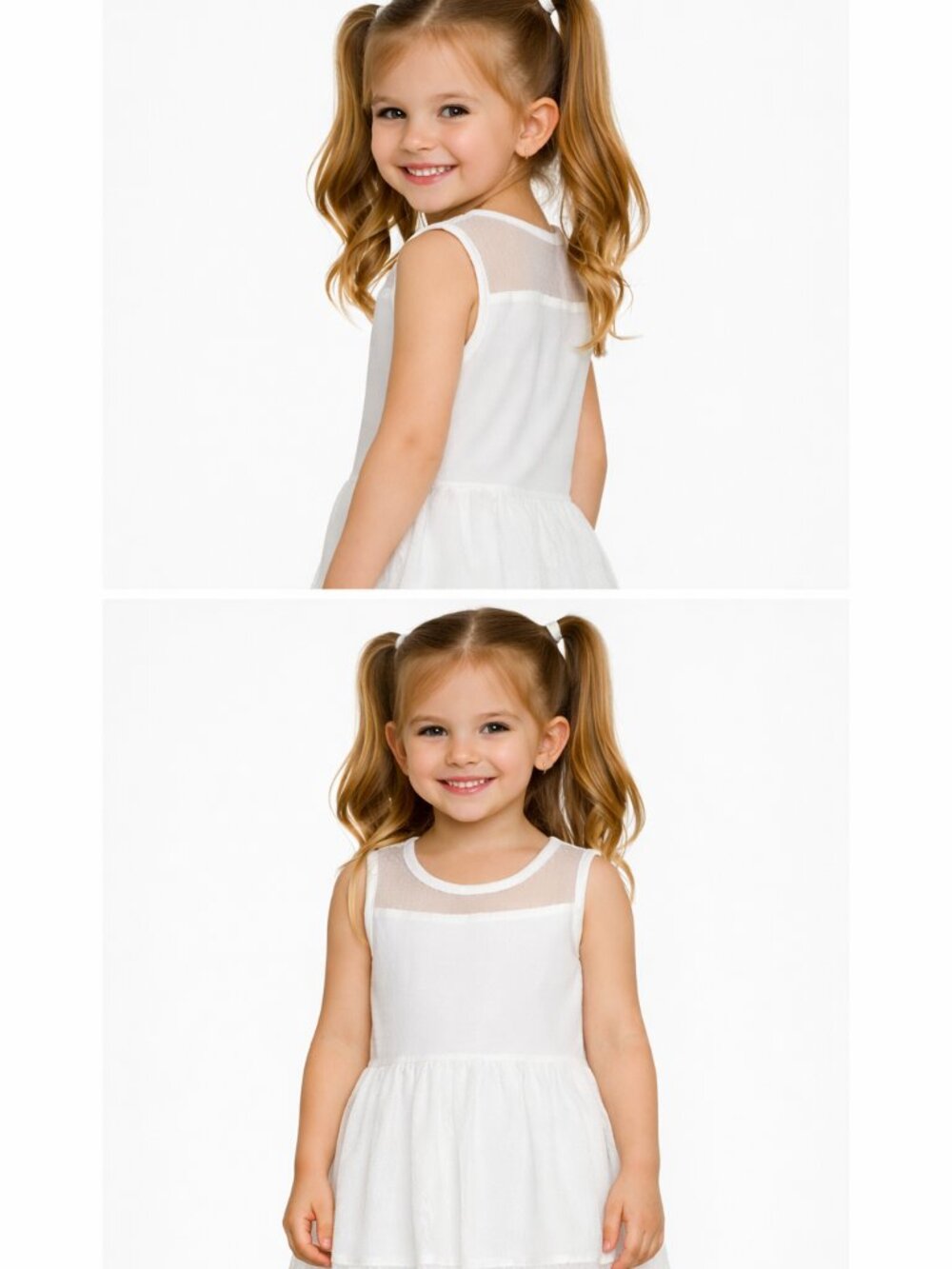Kiddo by Katie Girls 6 White Lace Dress Sleeveless Mesh Yoke Party Fits 6 No Tag